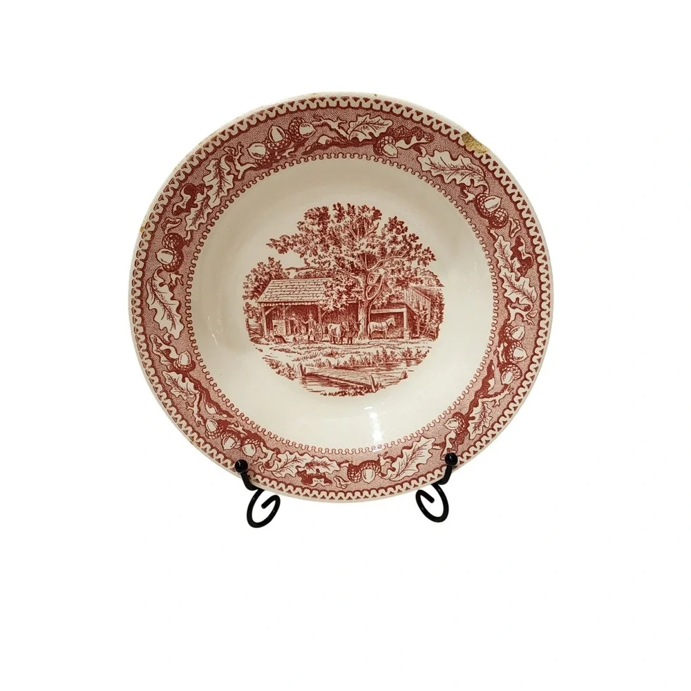 Vintage Royal Memory Lane Tonquin Red Scenic Bowl‎ Set, Countryside, 5 Pcs